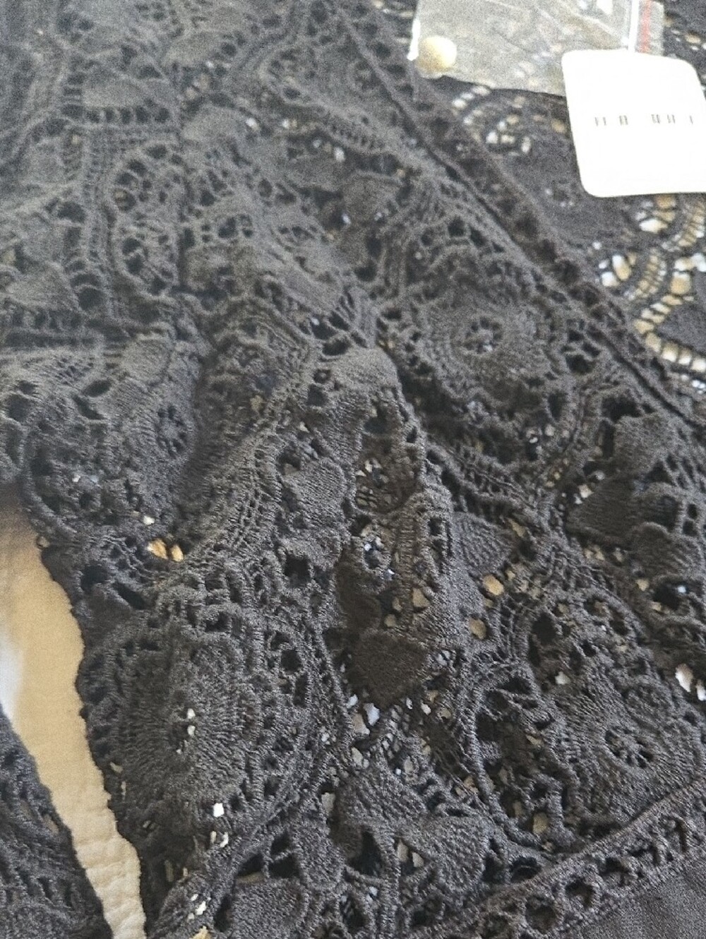 Vintage Free People Black Lace-Top Mini Dress - Picture 2 of 7
